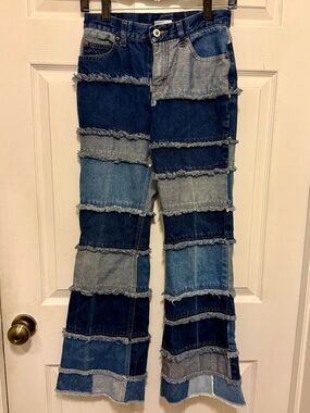 Y2K Patchwork Frayed Jeans